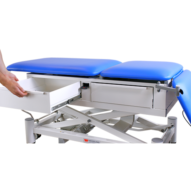 Wesseling Praxis  3 Comfort Elite – Elektrisch in hoogte verstelbare onderzoeksbank – met RVS Lade
