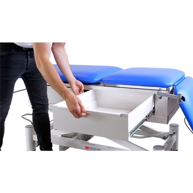 Wesseling Praxis  3 Comfort Elite – Elektrisch in hoogte verstelbare onderzoeksbank – met RVS Lade