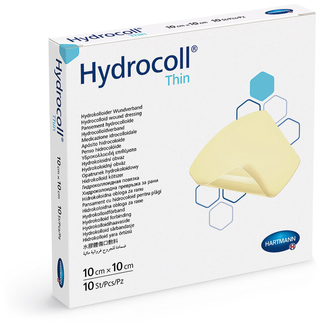 Hartmann Hydrocoll® Thin 10x10cm absorberende hydrocolloïd verband. Per 10 stuks.