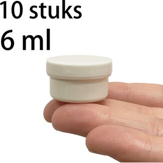 Mini Plastic Potjes met Deksel 6 ml - 10 stuks