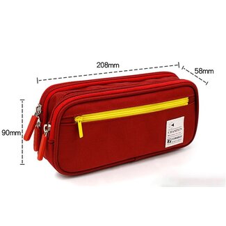 Etui met 3 vakken - Rood, Zwart of Blauw Etui met 3 vakken - Rood, Zwart of Blauw