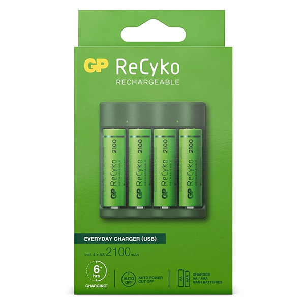 GP USB oplader inclusief 4 Oplaadbare AA Batterijen