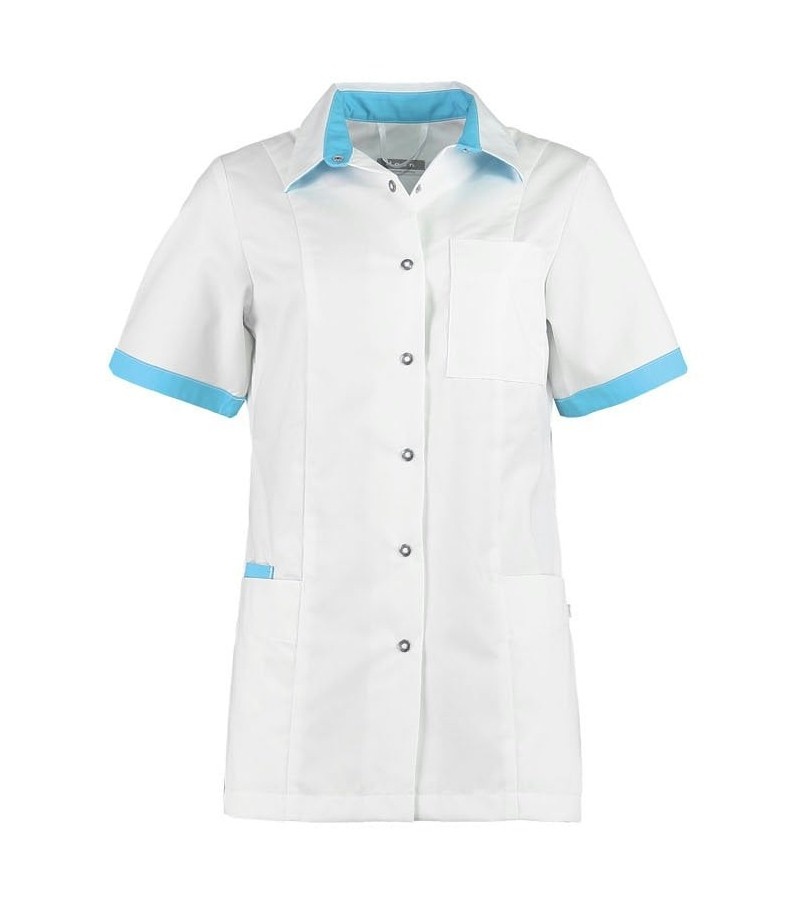 Haen Zorgkleding Fijke - Wit/Magic Azur - Dames Zorgjasje