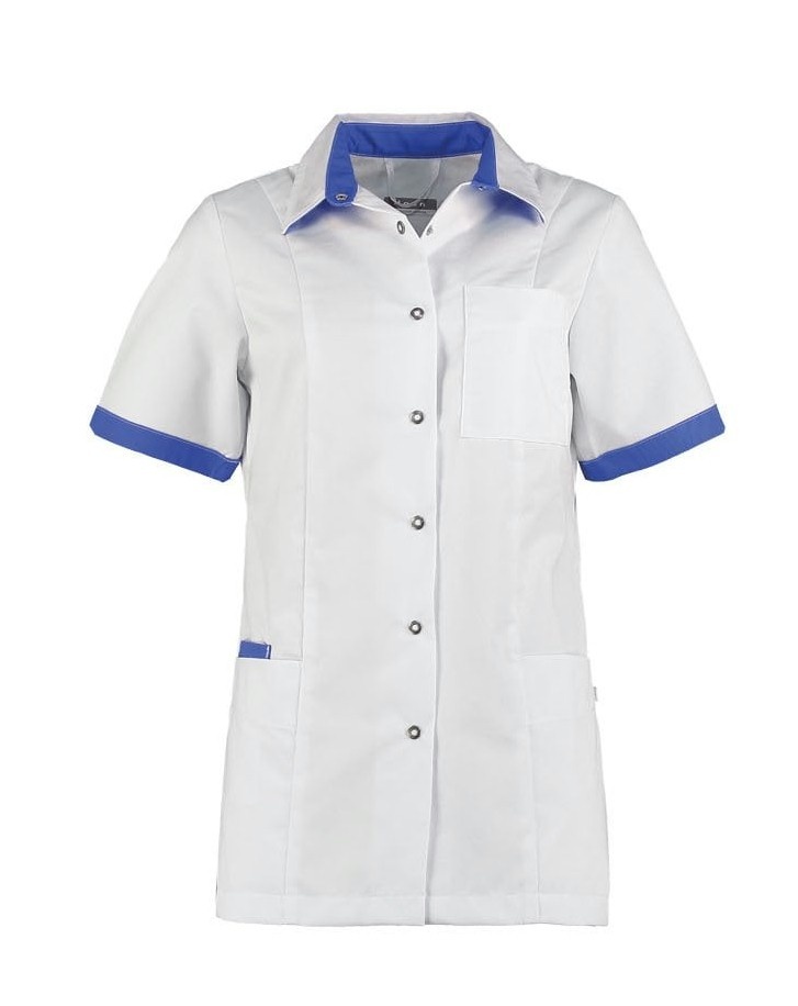 Haen Zorgkleding Fijke - Wit/Royal Blue - Dames Zorgjasje