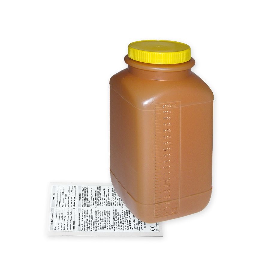 Urineverzamelfles 2 liter - voor 24-uurs urineopvang - Kleur: Bruin