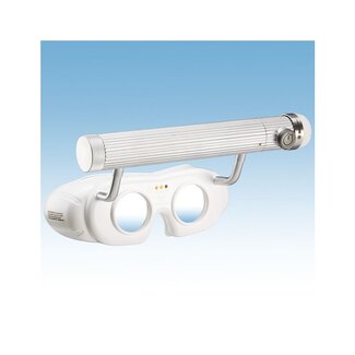 Dehag LED-nystagmusbril met batterijhandvat. Kleur: Wit