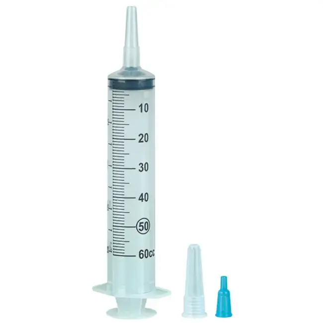 Injectiespuit 50/60 ml met grote tip. Per 10 stuks