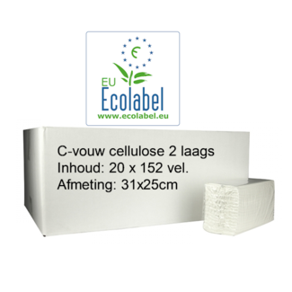 HPG Cellulose Handdoekjes Eco - 2 laags - Wit, C-vouw