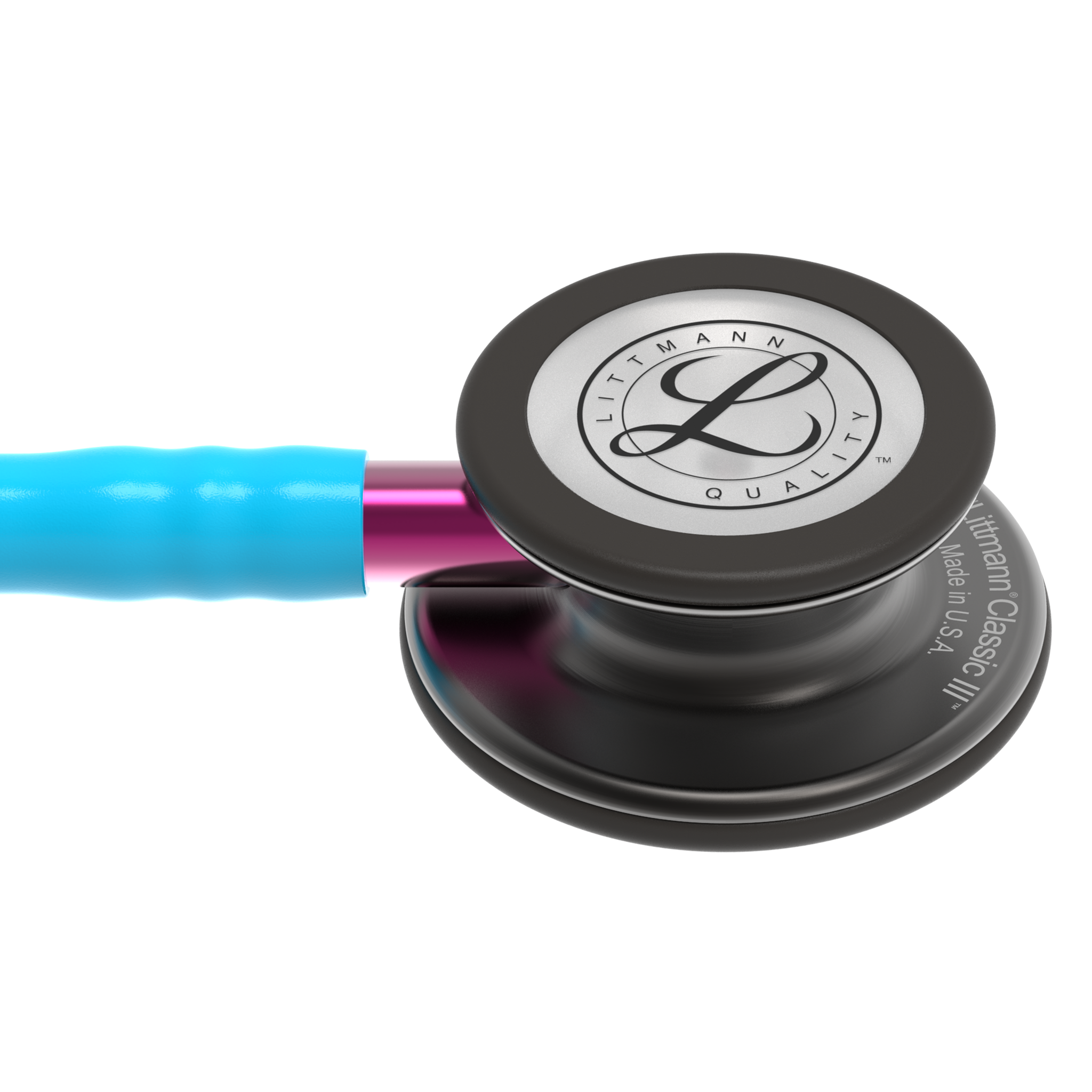 Littmann® Classic III Stethoscoop - Turquoise Smoke Edition met roze steel - 5872, foto 2 van 6