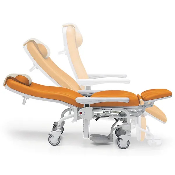 COMFORT FREE+ Patiëntenstoel – Mobiele Ligstoel met Vaste Zithoogte voor Uitslaap-, Dialyse- en ECG-toepassingen, foto 2 van 3
