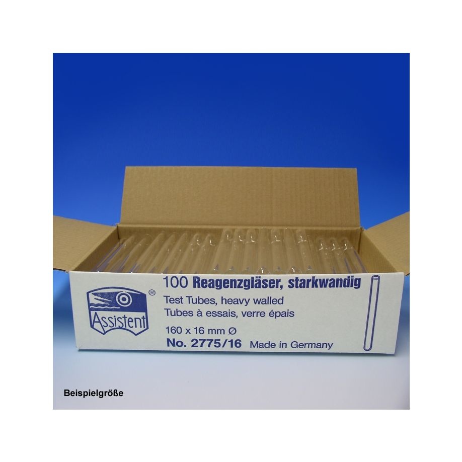 Reageerbuisjes van glas - rond dikwandig - 100 mm x Ø 16 mm - 100st.