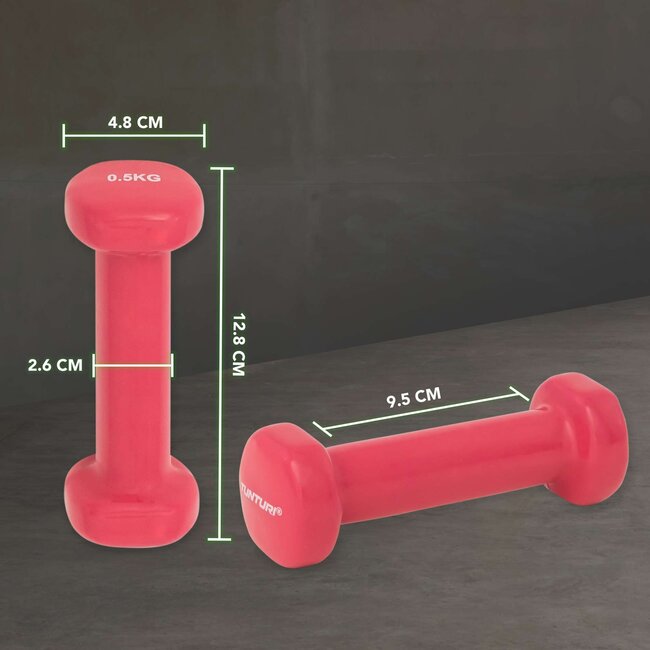Vinyl Dumbbells  - 0,5 Kg. Gewichten - Roze - Set 2 stuks