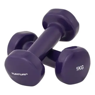 Vinyl Dumbbells  -  1 Kg. Gewichten - Paars - Set 2 stuks