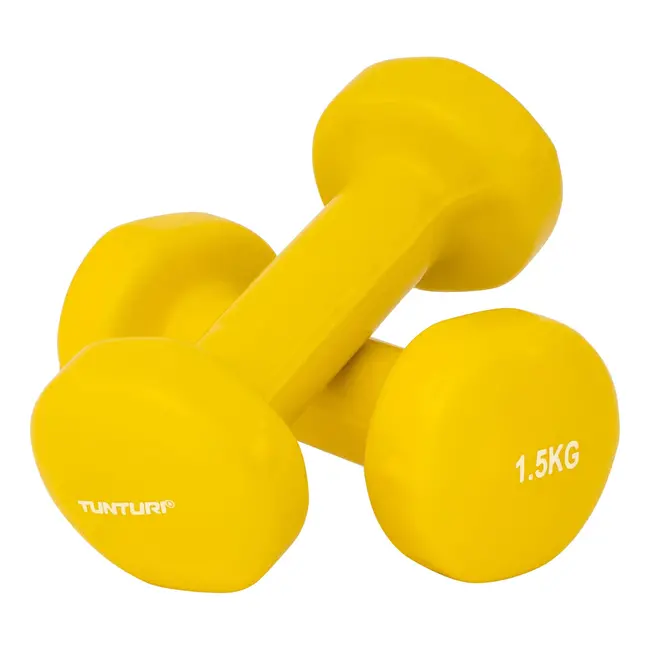 Vinyl Dumbbells  -  1,5 Kg. Gewichten - Geel - Set 2 stuks