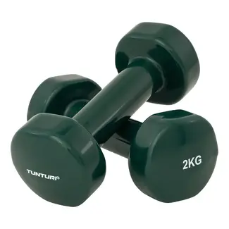 Vinyl Dumbbells  -  2 Kg. Gewichten - Groen - Set 2 stuks