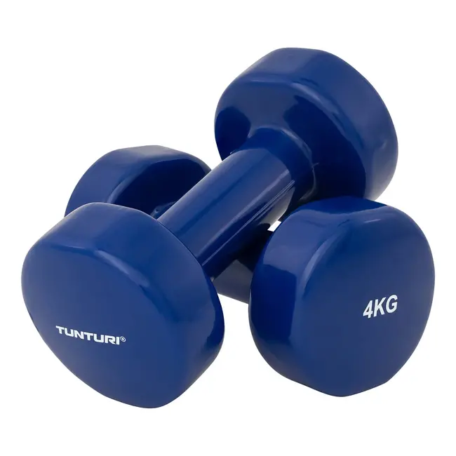 Vinyl Dumbbells  -  4 Kg. Gewichten - Blauw- Set 2 stuks