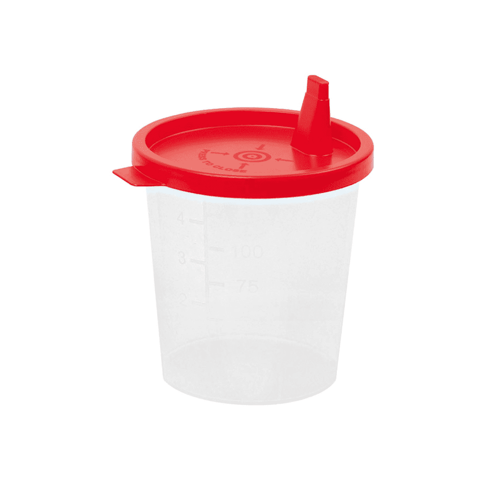 Urinepotjes met rode lipdeksel - 125ml - 100 stuks., foto 2 van 2