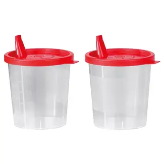Urinepotjes met rode lipdeksel - 125ml - 100 stuks.