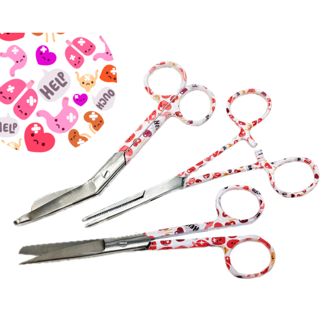 Satillo Verpleegkundige Scharenset Ouch My Organs – Verbandschaar, Chirurgische Schaar & Kocher (met Naam)