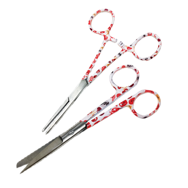 Satillo Verpleegkundige Scharenset Ouch My Organs – Verbandschaar, Chirurgische Schaar & Kocher (met Naam)