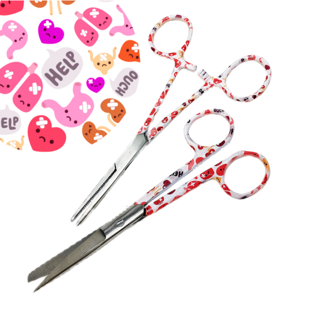 Satillo Verpleegkundige Scharenset Ouch My Organs – Verbandschaar, Chirurgische Schaar & Kocher (met Naam)