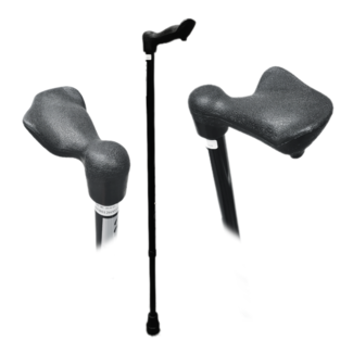 Wandelstok met Anatomische Handgreep - Zwart - Aluminium - Hoogte verstelbaar