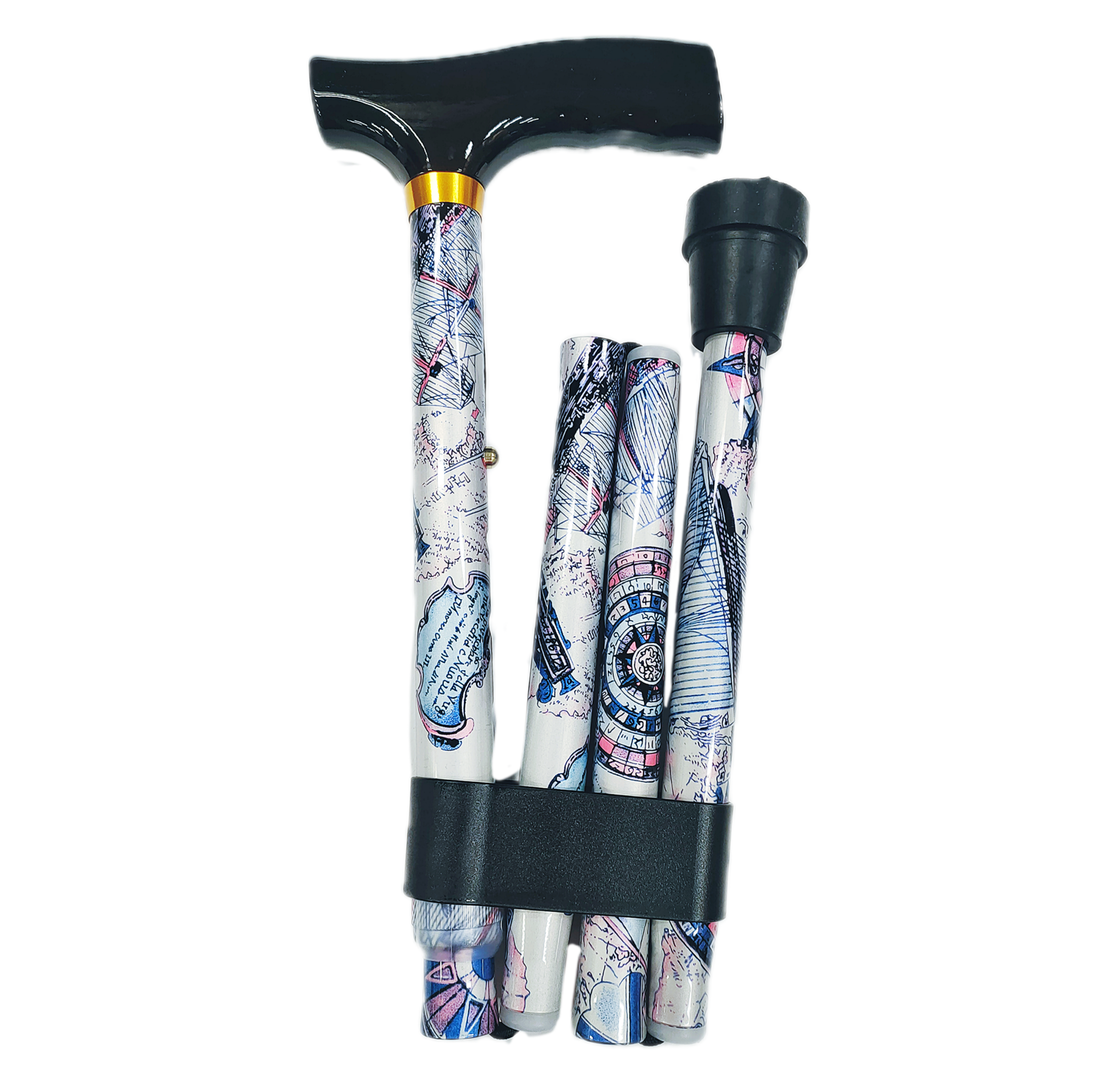 Opvouwbare wandelstok - Nautische print