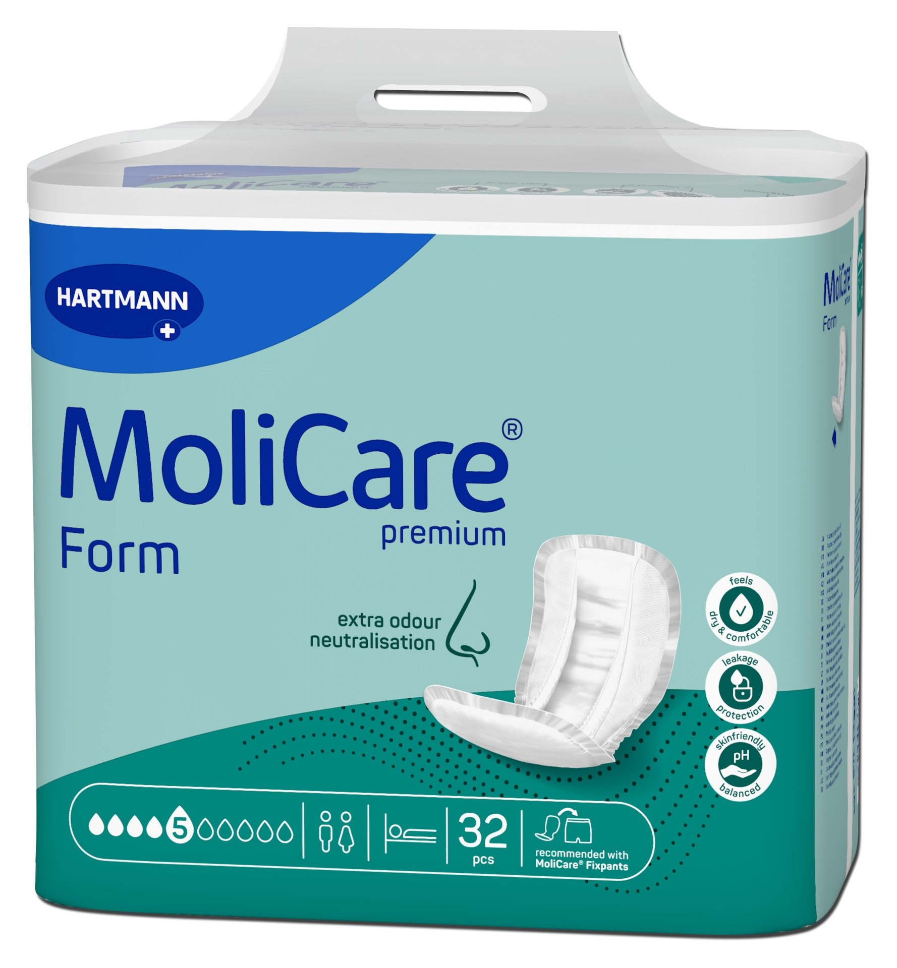 Hartmann Molicare Premium Form | 5 drops | Anatomische inlegger| 32 stuks