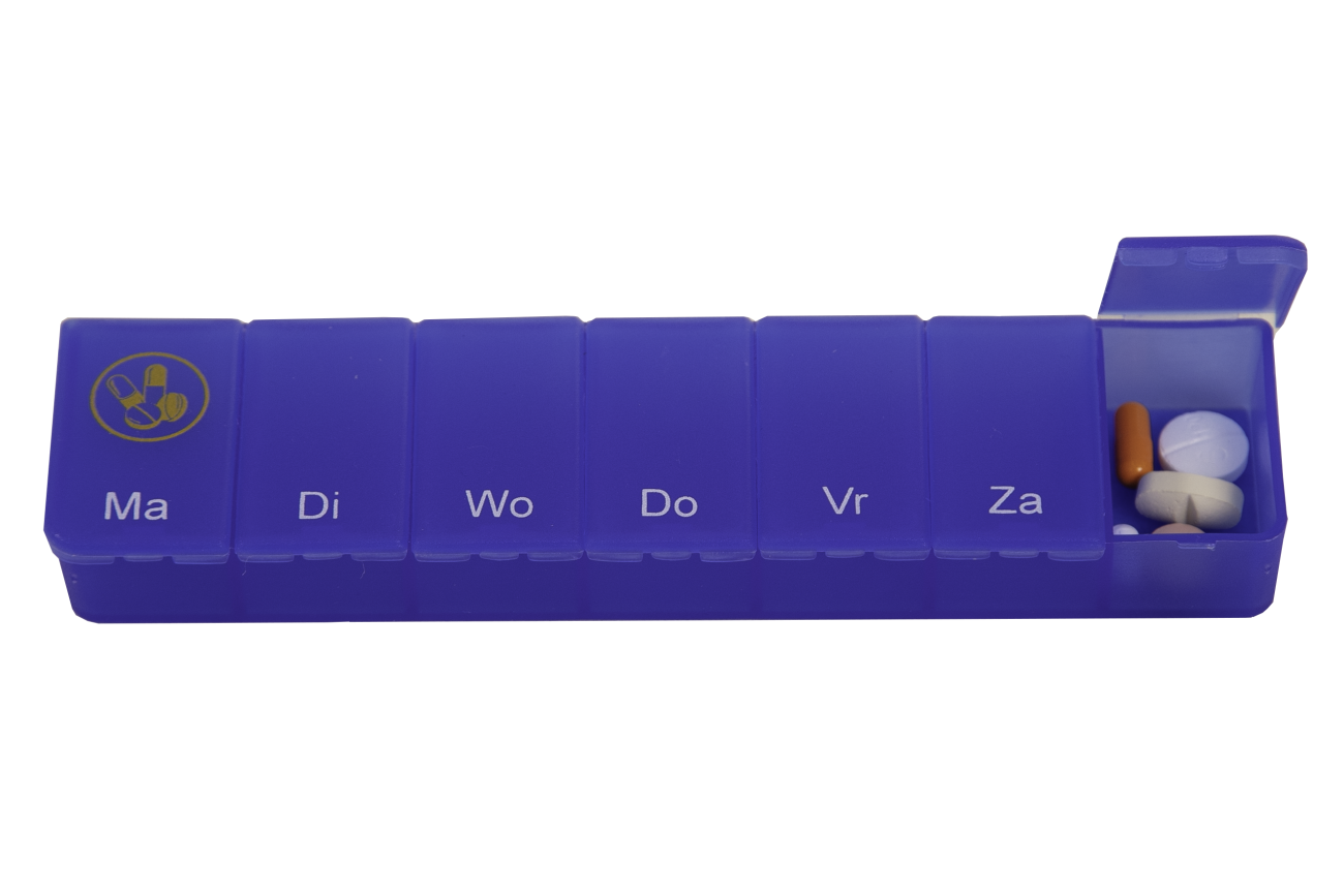 Pillendoos 1 week - transparant - medicijndoosje 7 vakjes, foto 3 van 3