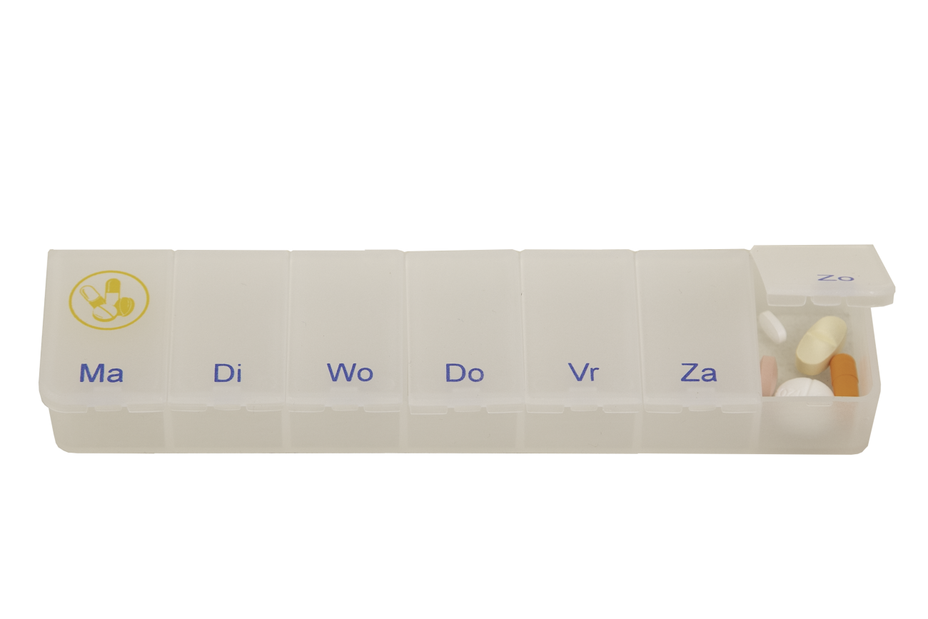 Pillendoos 1 week - transparant - medicijndoosje 7 vakjes, foto 2 van 3