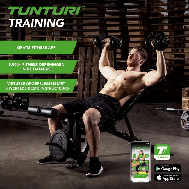 Tunturi Dumbbellset totaal 15kg - Gietijzer - Halterset met schroefsluiting 1 Halterstang