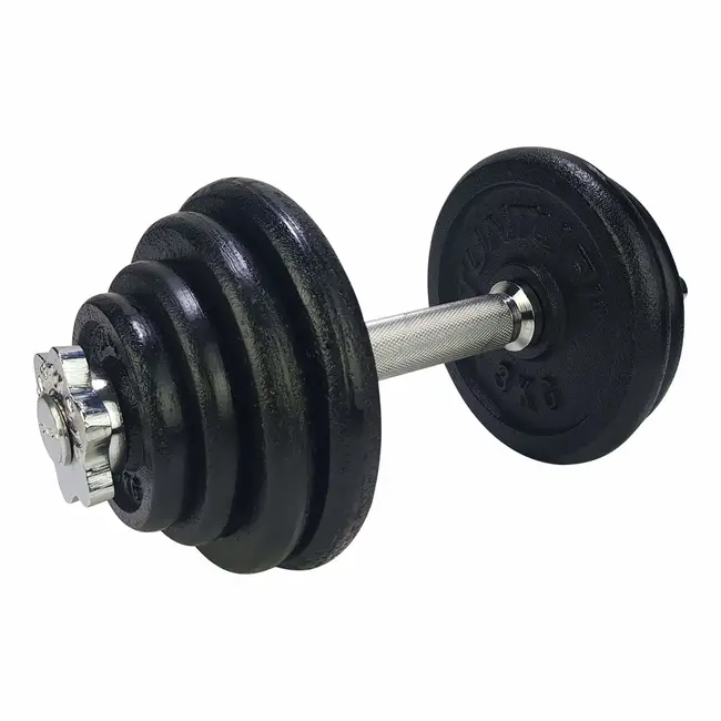 TUNTURI Tunturi Dumbbellset totaal 15kg - Gietijzer - Halterset met schroefsluiting 1 Halterstang