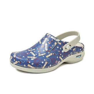 Wash & Go Wash & Go wasbare klompen mt. 44 - Kleur: Blauw met medische icoontjes