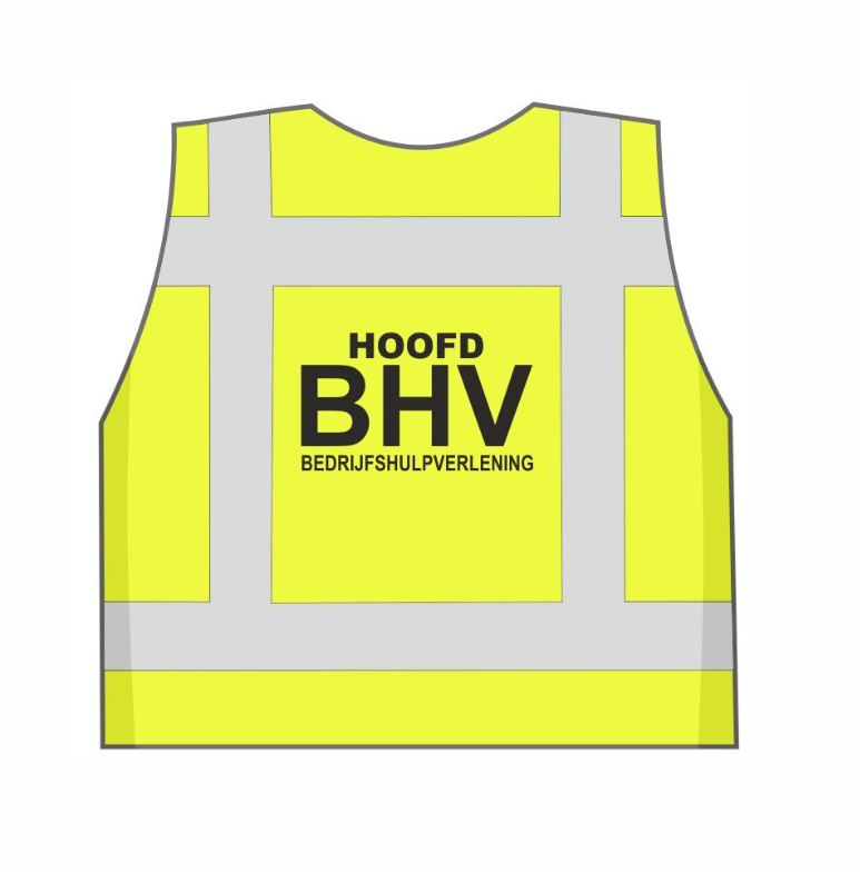 Veiligheidsvest Geel opdruk HOOFD BHV