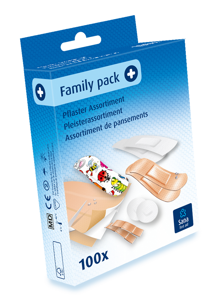 Family Pack Pleister assortiment 100 stuks.