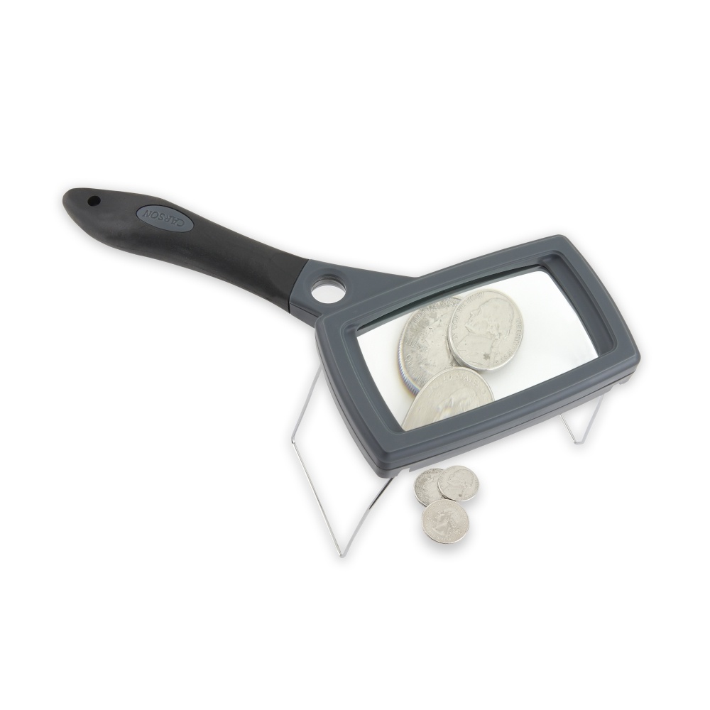 Veelzijdig Rechthoekig Vergrootglas met Bifocale Lens en Uitklapbare Standaard - 2x en 11,5x Vergroting, foto 4 van 5