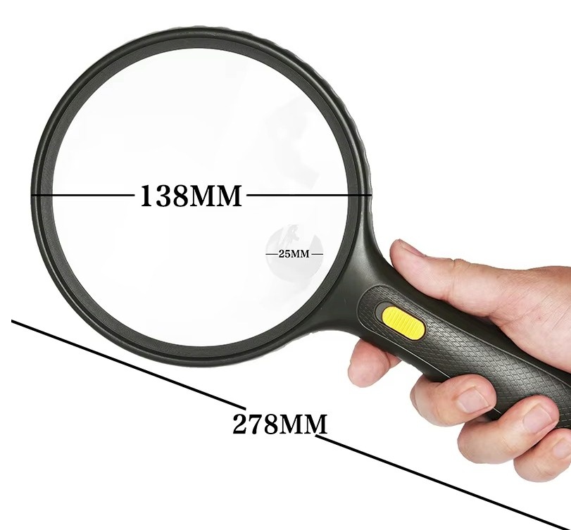 Klassiek Vergrootglas met 13 cm Lens, LED-Verlichting en Ergonomisch Handvat – Ideaal voor Lezen en Hobby's, foto 2 van 4