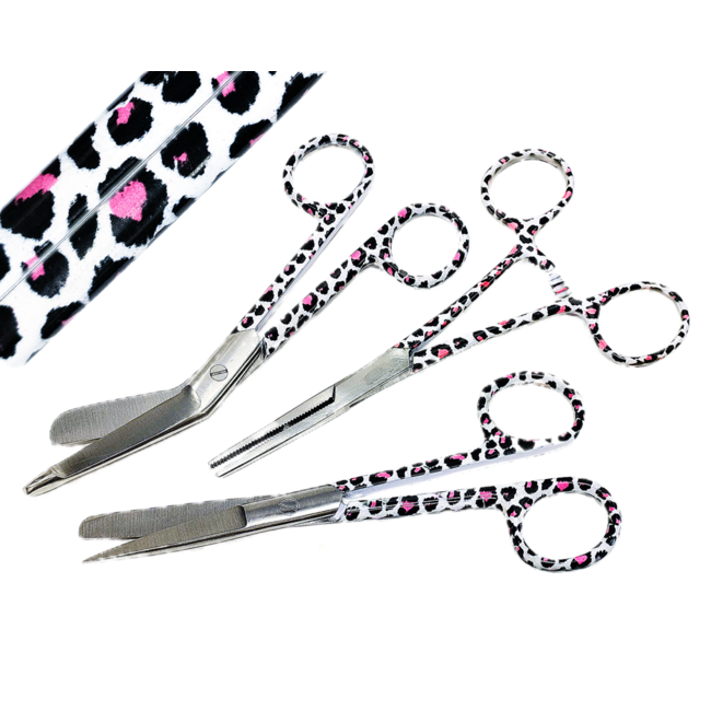 Satillo Verpleegkundige scharen met print – Pink Leopard (stel zelf je set samen)