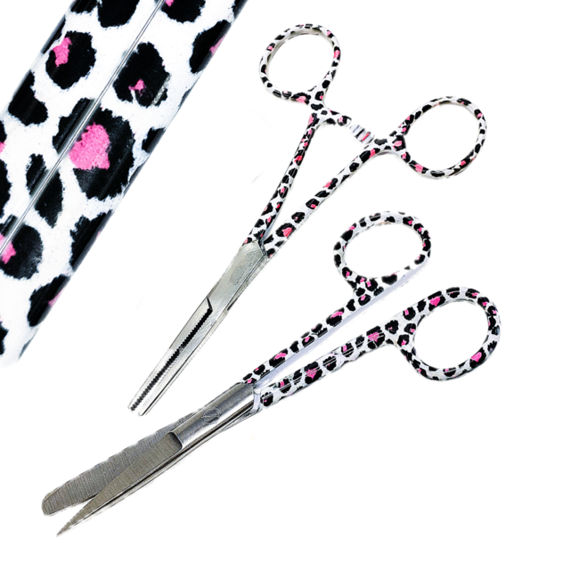 Satillo Verpleegkundige scharen met print – Pink Leopard (stel zelf je set samen)