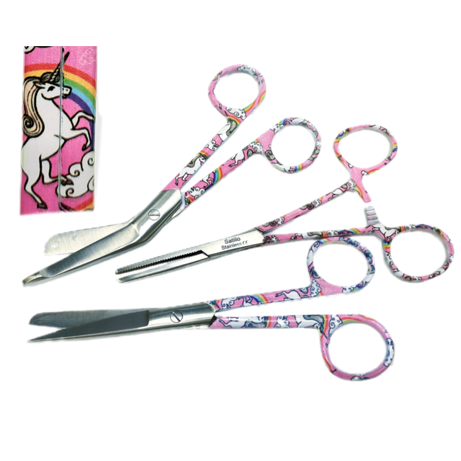 Satillo Verpleegkundige scharen met print – Unicorns & Rainbows (stel zelf je set samen)
