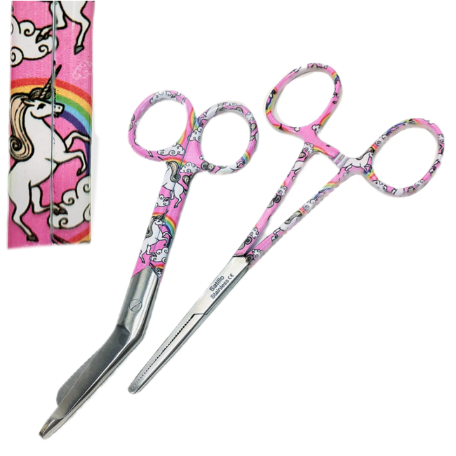 Satillo Verpleegkundige scharen met print – Unicorns & Rainbows (stel zelf je set samen)
