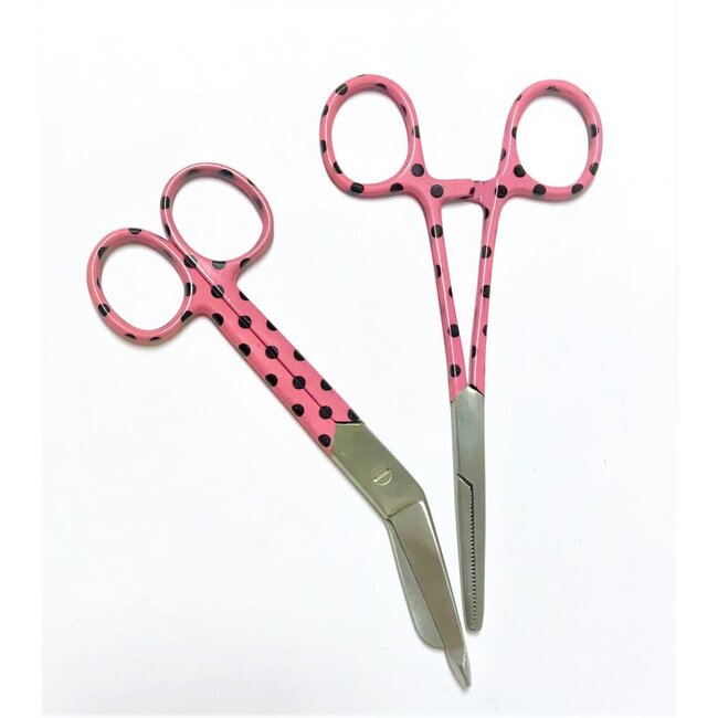 Satillo Verpleegkundige scharen met print – Pink Polkadot (stel zelf je set samen)