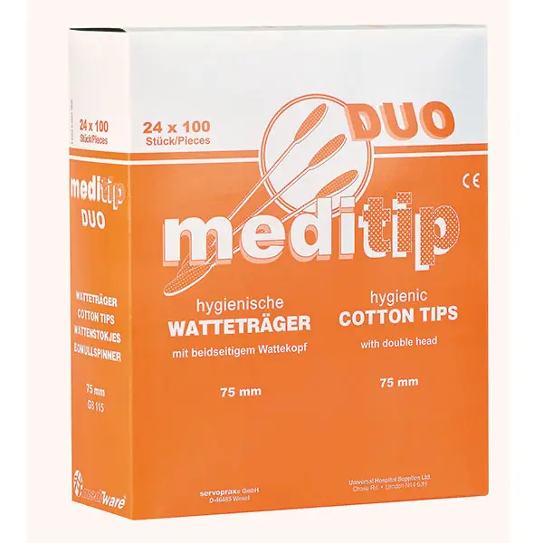 Houten wattenstaafjes DUO met katoenen tip - 75mm - 24x100st.