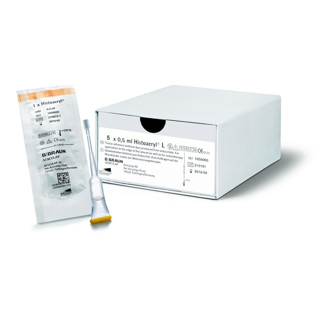 B Braun Histoacryl kleurloze weefsellijm - Doos 5 ampullen à 0,5ml.