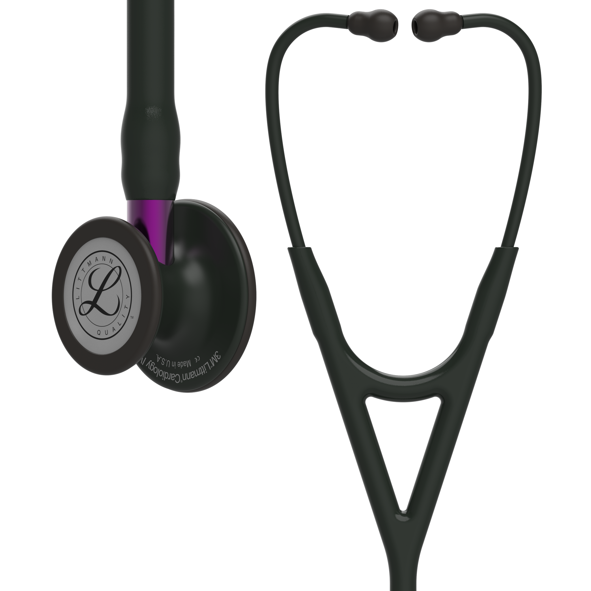 Littmann® Cardiology IV Stethoscoop - Black Edition met paarse steel - 6203, foto 2 van 6