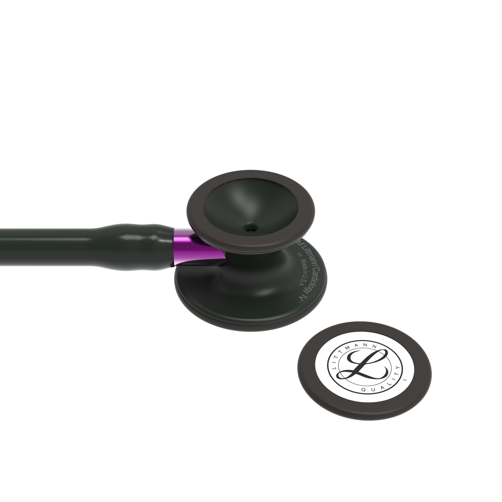 Littmann® Cardiology IV Stethoscoop - Black Edition met paarse steel - 6203, foto 4 van 6