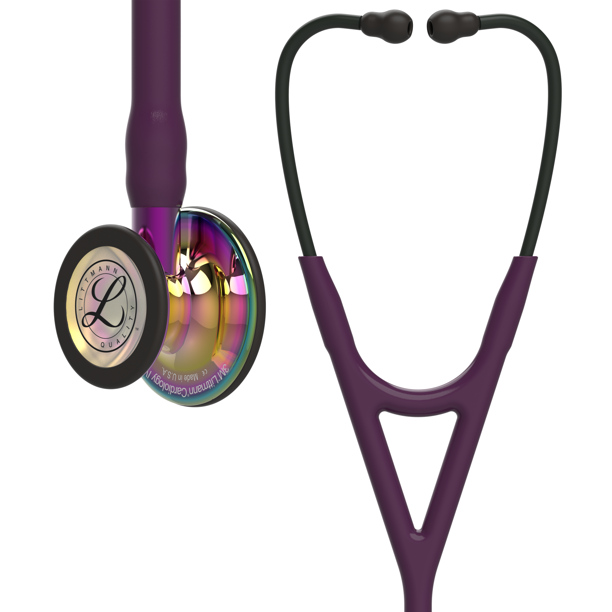Littmann® Cardiology IV Dual Stethoscoop - Pruim Mirror Rainbow Finish met paarse steel - 6239, foto 2 van 6