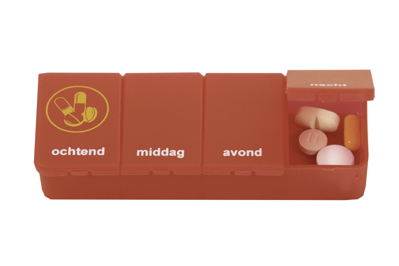 Pillendoos 1 dag - 4 vaks - rood