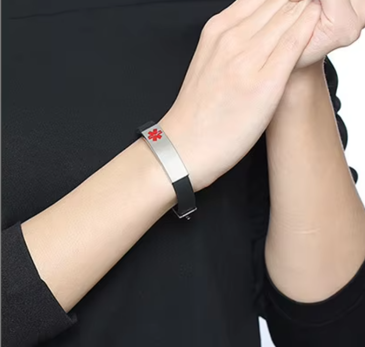 MediSieraad Medische Armband van Siliconen – Zwart – Inclusief Gravering voor Allergie, Diabetes of ICE-informatie, foto 6 van 6