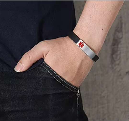 MediSieraad Medische Armband van Siliconen – Zwart – Inclusief Gravering voor Allergie, Diabetes of ICE-informatie, foto 2 van 6